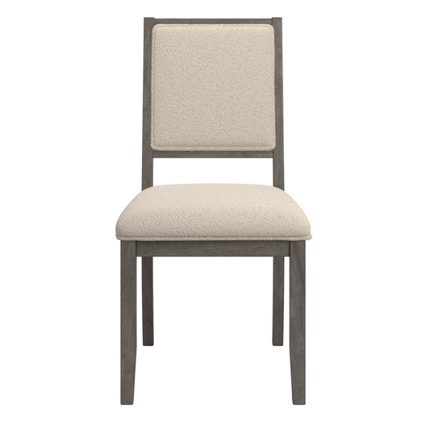Homelegance Alta Boucle Upholstered Dining Chair Set with Solid Wood Legs Mid-century Modern Style Grey / Cream 332GAC1-WB