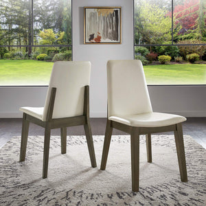 Alta Faux Leather Dining Chair Set of Two with Curved Back and Rubberwood Legs for Dining Rooms