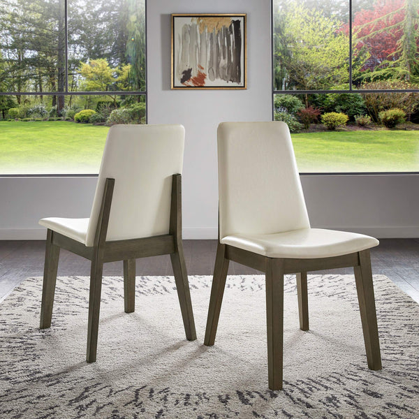 Alta Faux Leather Dining Chair Set of Two with Curved Back and Rubberwood Legs for Dining Rooms