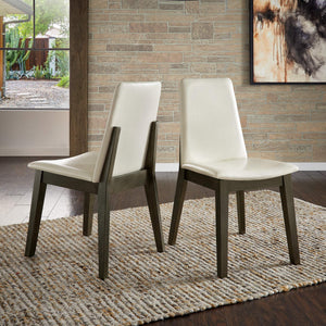Alta Faux Leather Dining Chair Set of Two with Curved Back and Rubberwood Legs for Dining Rooms