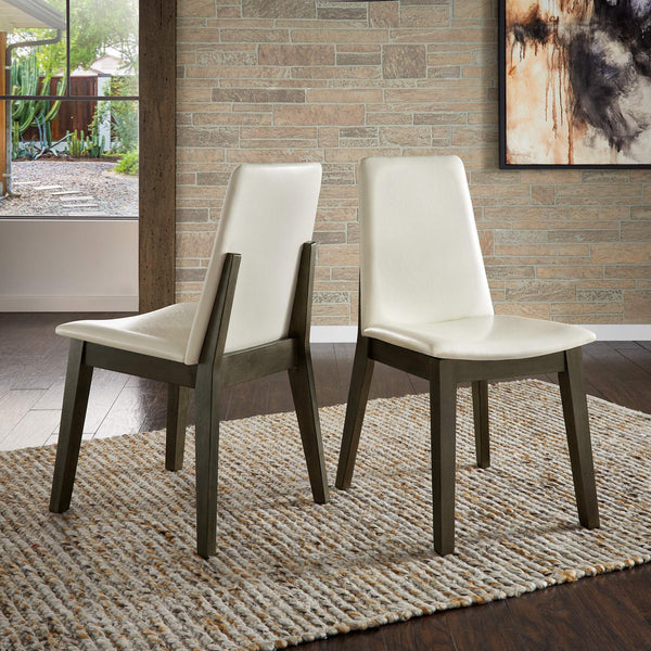 Alta Faux Leather Dining Chair Set of Two with Curved Back and Rubberwood Legs for Dining Rooms