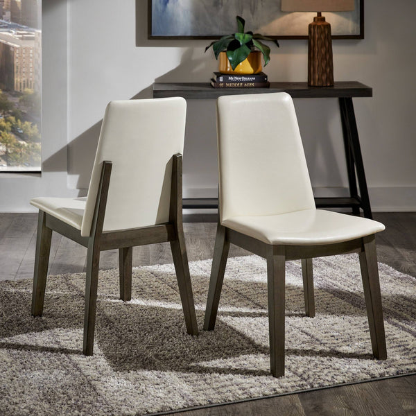 Alta Faux Leather Dining Chair Set of Two with Curved Back and Rubberwood Legs for Dining Rooms