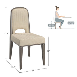 Alta Channel-stitched Fabric Dining Chairs Set of 2 with Tapered Wood Legs