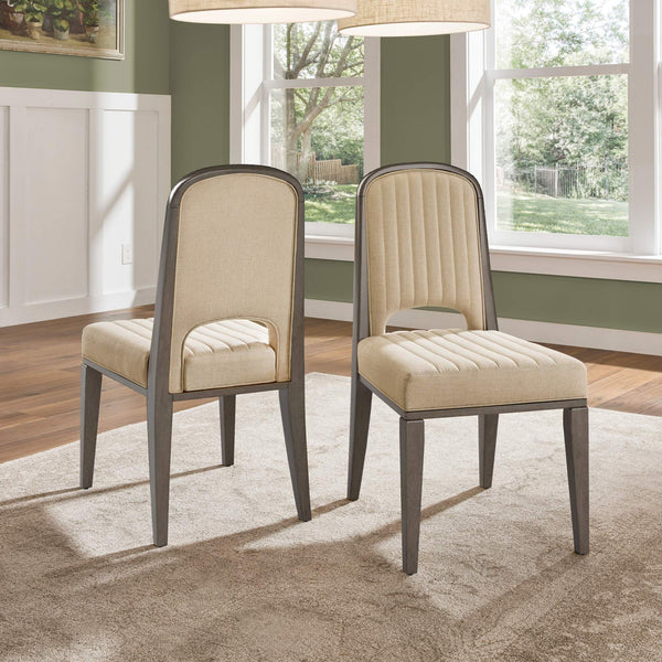 Alta Channel-stitched Fabric Dining Chairs Set of 2 with Tapered Wood Legs
