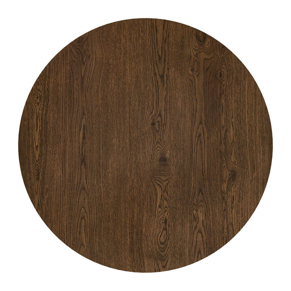 Alta 48 Inch Round Pedestal Dining Table Seats Four with Geometric Rubberwood Base
