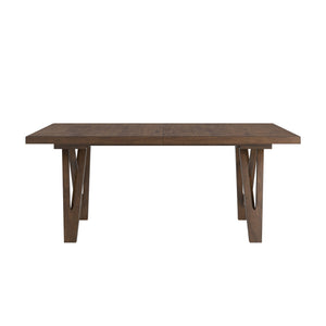Homelegance Alta 90 Inch Rectangular Dining Table Geometric Base Seats Eight Rustic Modern Style Walnut 332WN-90