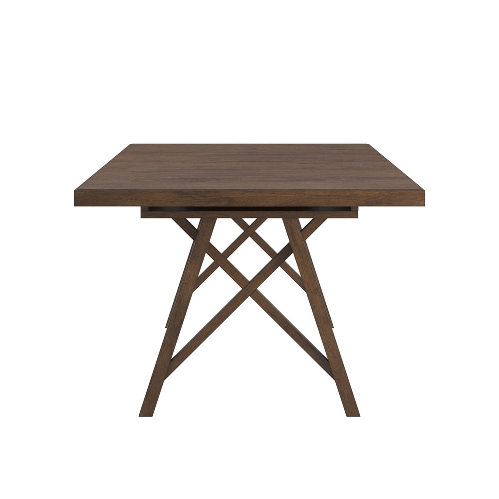 Homelegance Alta 90 Inch Rectangular Dining Table Geometric Base Seats Eight Rustic Modern Style Walnut 332WN-90