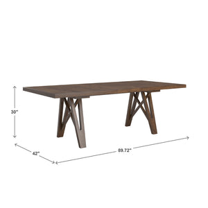 Alta 90 Inch Rectangular Dining Table Geometric Base Seats Eight Rustic Modern Style