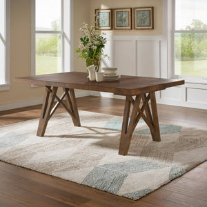 Alta 90 Inch Rectangular Dining Table Geometric Base Seats Eight Rustic Modern Style