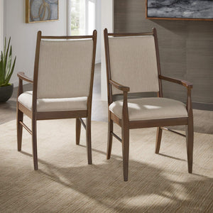 Alta Beige Fabric Upholstered Arm Chair Set for Dining and Living Rooms