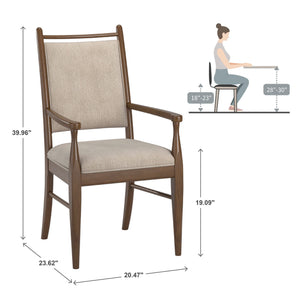 Alta Beige Fabric Upholstered Arm Chair Set for Dining and Living Rooms