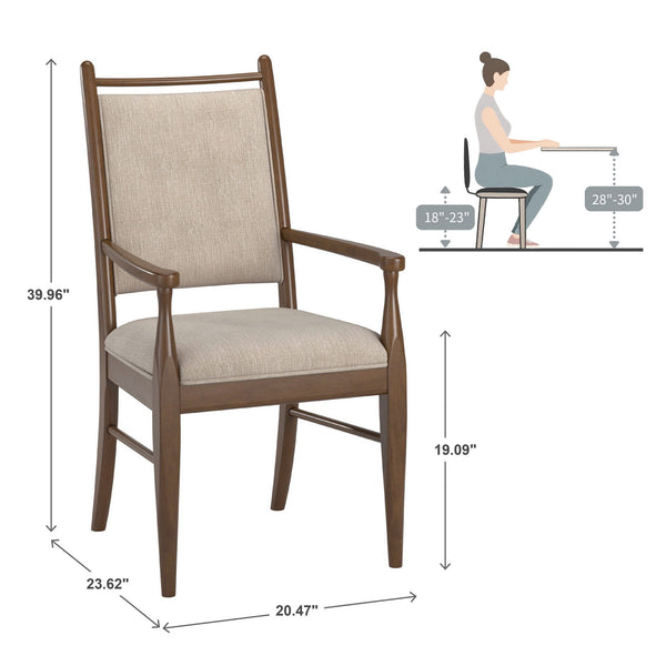 Alta Beige Fabric Upholstered Arm Chair Set for Dining and Living Rooms