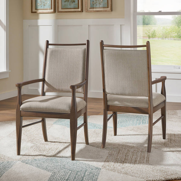 Alta Beige Fabric Upholstered Arm Chair Set for Dining and Living Rooms