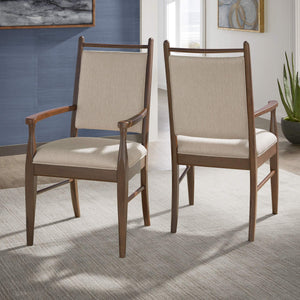 Alta Beige Fabric Upholstered Arm Chair Set for Dining and Living Rooms