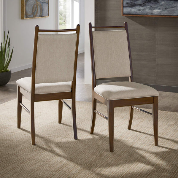 Alta Beige Upholstered Dining Chair Set with Foam Cushioned Rubberwood Frame