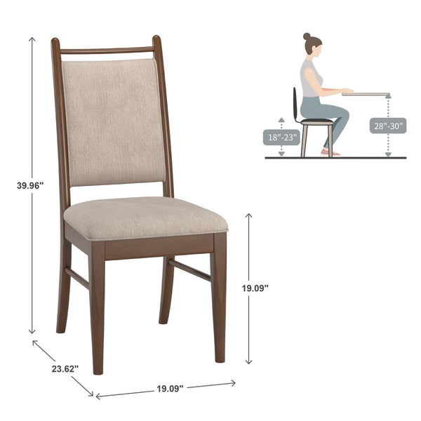Alta Beige Upholstered Dining Chair Set with Foam Cushioned Rubberwood Frame