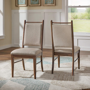 Alta Beige Upholstered Dining Chair Set with Foam Cushioned Rubberwood Frame