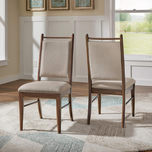 Alta Beige Upholstered Dining Chair Set with Foam Cushioned Rubberwood Frame