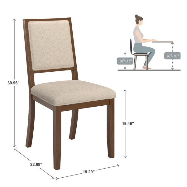 Alta Boucle Upholstered Dining Chair Set with Solid Wood Legs Mid-century Modern Style