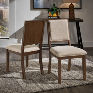 Alta Boucle Upholstered Dining Chair Set with Solid Wood Legs Mid-century Modern Style