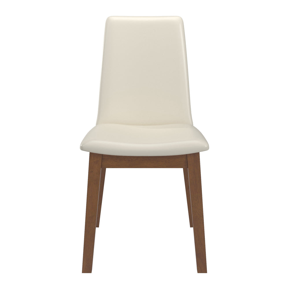 Homelegance Alta Faux Leather Dining Chair Set of Two with Curved Back and Rubberwood Legs for Dining Rooms Walnut / White 332WNC2-WH