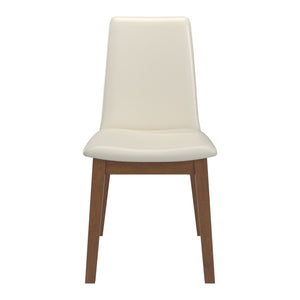 Homelegance Alta Faux Leather Dining Chair Set of Two with Curved Back and Rubberwood Legs for Dining Rooms Walnut / White 332WNC2-WH