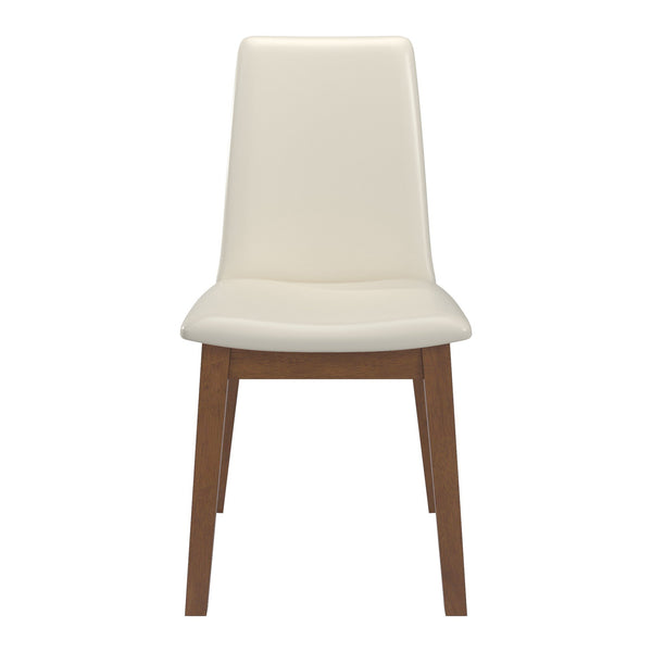 Homelegance Alta Faux Leather Dining Chair Set of Two with Curved Back and Rubberwood Legs for Dining Rooms Walnut / White 332WNC2-WH