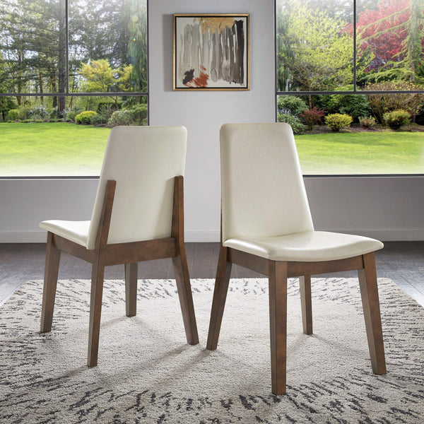Alta Faux Leather Dining Chair Set of Two with Curved Back and Rubberwood Legs for Dining Rooms
