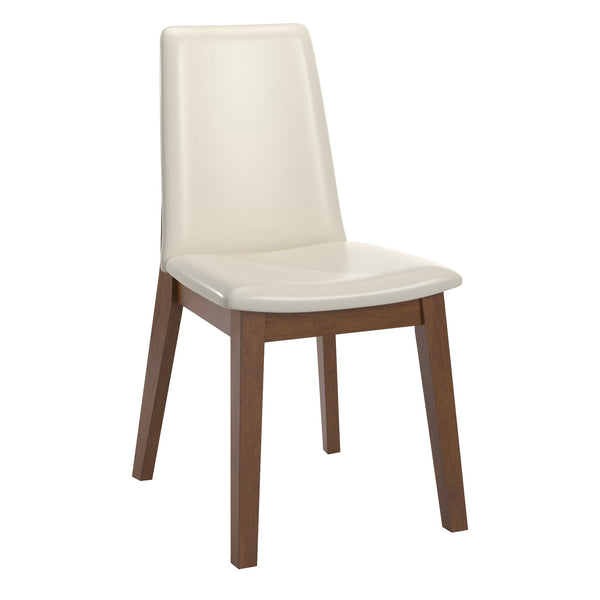 Alta Faux Leather Dining Chair Set of Two with Curved Back and Rubberwood Legs for Dining Rooms