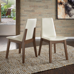 Alta Faux Leather Dining Chair Set of Two with Curved Back and Rubberwood Legs for Dining Rooms