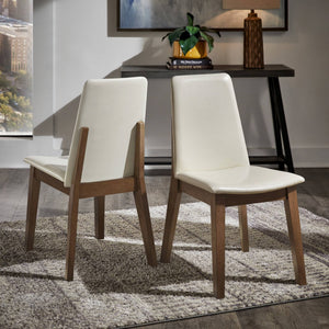 Alta Faux Leather Dining Chair Set of Two with Curved Back and Rubberwood Legs for Dining Rooms