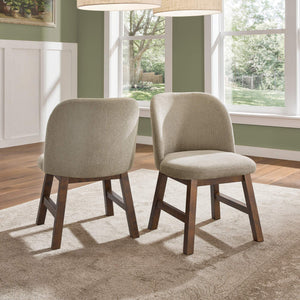 Alta Mid-century Bentwood Dining Chair with Walnut Frame and Taupe Upholstery