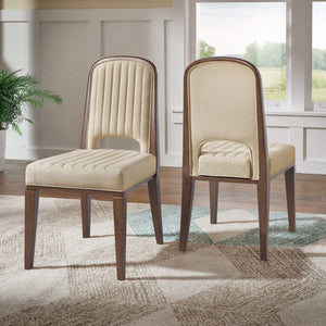 Alta Cream Upholstered Dining Chair Set with Rubberwood Tapered Legs