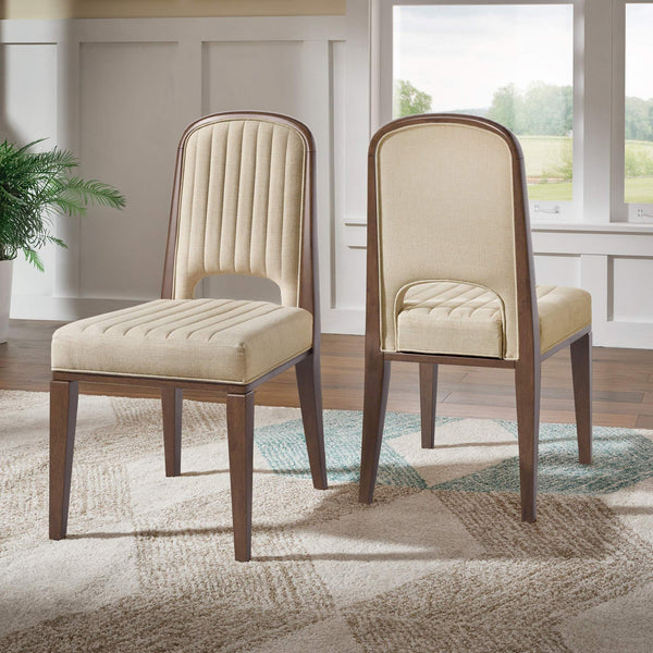 Alta Cream Upholstered Dining Chair Set with Rubberwood Tapered Legs