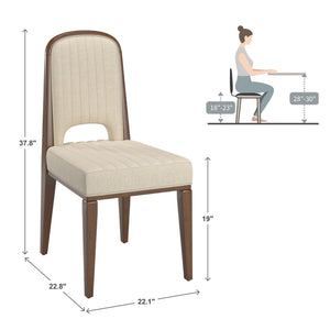 Alta Cream Upholstered Dining Chair Set with Rubberwood Tapered Legs