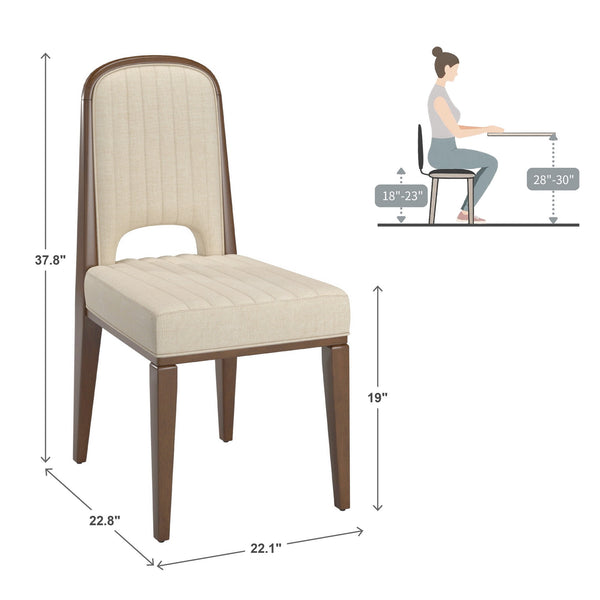 Alta Cream Upholstered Dining Chair Set with Rubberwood Tapered Legs