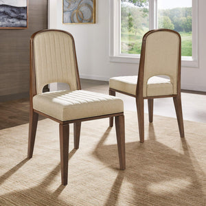 Alta Cream Upholstered Dining Chair Set with Rubberwood Tapered Legs