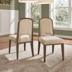 Alta Cream Upholstered Dining Chair Set with Rubberwood Tapered Legs