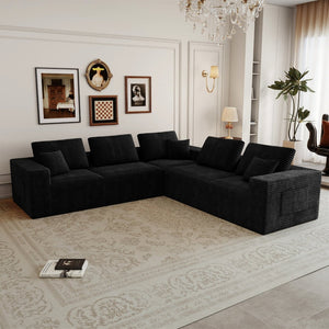 English Elm 106.30*106.30"modular Five Piece Corduroy Sectional Sofa Plush Reversible Chaise Living Room W3819S00140
