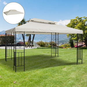 English Elm Outsunny Two-tier Vented Gazebo Replacement Canopy Uv Polyester Cover Cream White W2225P200888