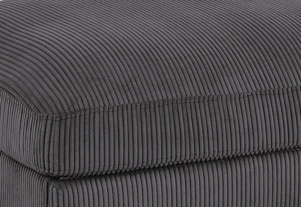 English Elm Corduroy Ribbed Upholstered Ottoman Plush Footrest or Extra Seating for Living Rooms Dark Gray B2748P483346