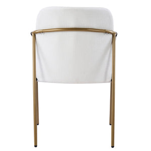 English Elm Fabric Upholstered Dining Chairs Glam Set of Two with Gold Accents Iron Frame N768P379517W