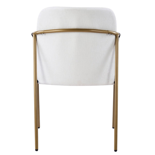English Elm Fabric Upholstered Dining Chairs Glam Set of Two with Gold Accents Iron Frame N768P379517W