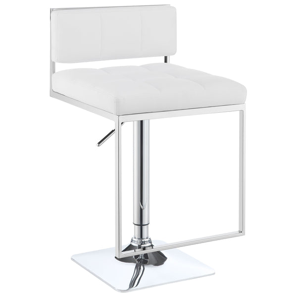 English Elm Alameda Upholstered Adjustable Bar Stool in Chrome & White — Plush Leatherette Seat, U-Footrest Comfort B062P344898