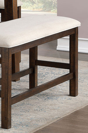 English Elm Rustic Counter Height Bench with Beige Fabric Cushion and Rustic Oak Wood Base, 46.5" L, Welts B011P367178