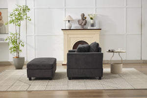 English Elm Chaise Lounge Chair With Storage Ottoman - Stylish Sleeper Sofa, Soft Corduroy, Versatile Comfort W1170P353053