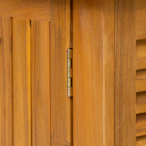 English Elm Christopher Knight Home® - Kedzie Teak Acacia Wood Cabinet with Slatted Coastal Farmhouse Design, Weather‑Resistant Storage (44.5") N775P251936T