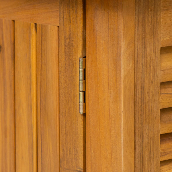 English Elm Christopher Knight Home® - Kedzie Teak Acacia Wood Cabinet with Slatted Coastal Farmhouse Design, Weather‑Resistant Storage (44.5") N775P251936T