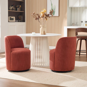 English Elm Set Swivel Barrel Accent Chair Armless Linen Upholstered Compact Seat for Dining Vanity Bedroom Orange W3244P454057
