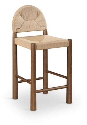Meridian Furniture Bohemia Seagrass Wrapped Solid Wood Counter Stool for Kitchen Island or Breakfast Bar 333-C